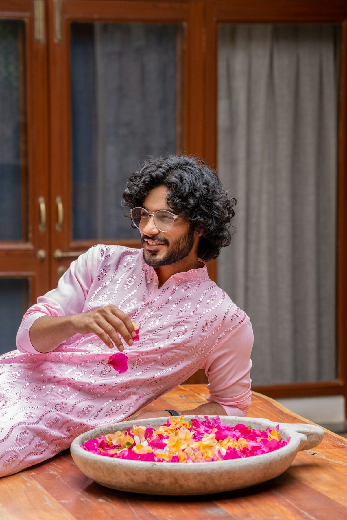 Man seated, kurta